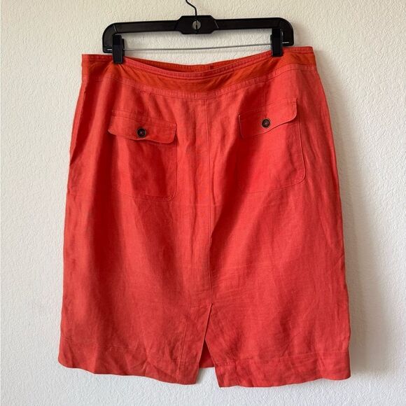 Talbots 100% Irish Linen Skirt Sz 12 Tie Waist Pockets Travel Office Preppy - Picture 4 of 5
